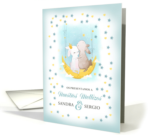 Nuestros Mellizos.Twins / Boy and Girl Birth Announcement. card