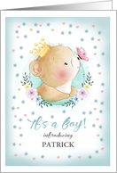 Adopted Baby Boy Shower Invitation. Cute Little Bear card