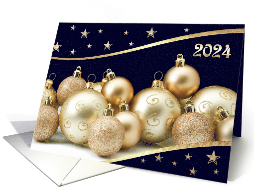 Happy New Year 2024 Shiny Christmas Ornaments card (685929)