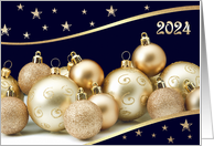 Happy New Year 2024 Shiny Christmas Ornaments card