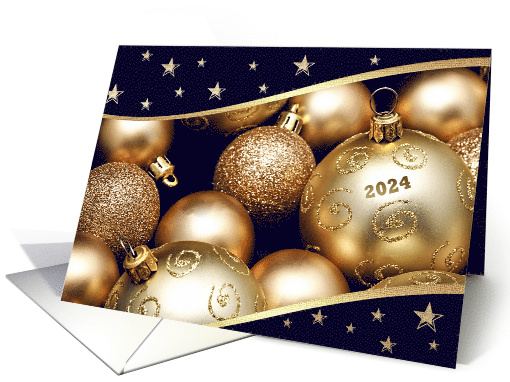 Happy New Year 2024 Shiny Christmas Ornaments card (685931)
