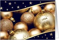 Happy New Year 2024 Shiny Christmas Ornaments card