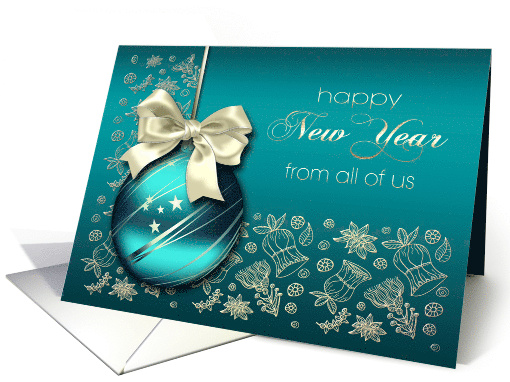 Happy New Year from All of Us Christmas Ornament with Ribbon card
