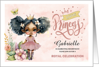 Princess Birthday Party Custom Invitation. Cute African American Girl card