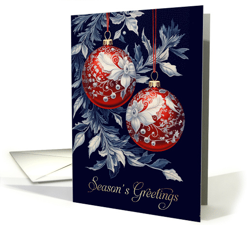 Season's Greetings. Vintage Decorated Christmas Ornaments card