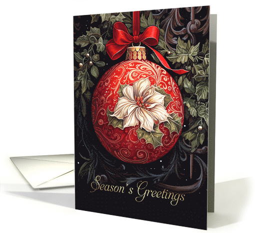 Season's Greetings Vintage Decorated Christmas Ornament card (690606)