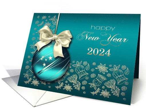 Happy New Year 2024 Christmas Ornament with Ribbon card (690607)