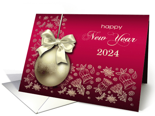 Happy New Year 2024 Christmas Ornament with Ribbon card (690612)