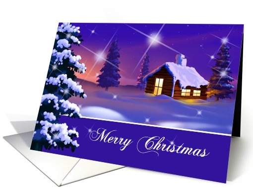 Merry Christmas Card with Snow Village Scene card (693274)