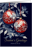 Seasons Greetings from All of Us Vintage Decorated Christmas Balls card