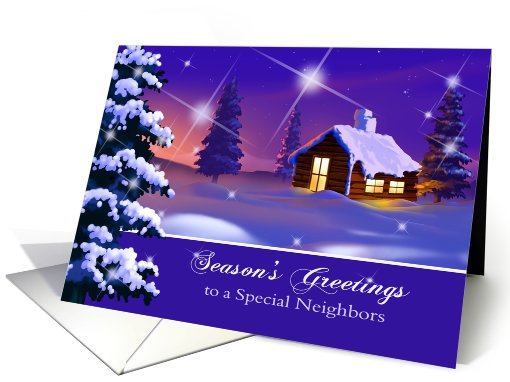 Christmas Card for Neighbors. Snow Village Night Scene card (693475)
