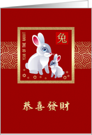Chinese Year of the Rabbit in Chinese Two Rabbits card