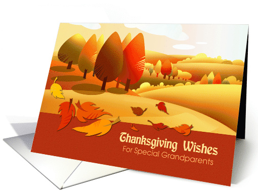 Thanksgiving Wishes for Special Grandparents. Autumn Landscape card