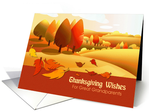 Thanksgiving Wishes for Great Grandparents. Autumn Landscape card