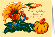 Thanksgiving Wishes for Great Grandparents.Turkey and Pumpkin card