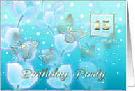 15th Birthday Party Invitation. Romantic Flowers and Butterflies card