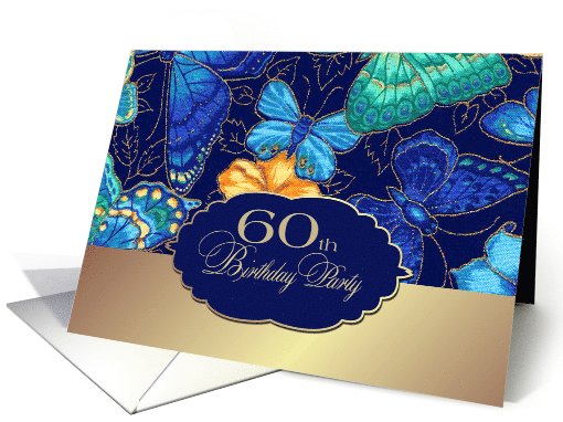 60th Birthday Party Invitation. Colorful Butterflies card (735700)