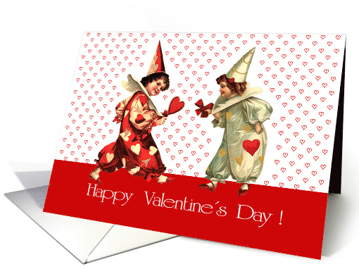 Happy Valentine's Day Cute Vintage Kids with Hearts card (750756)