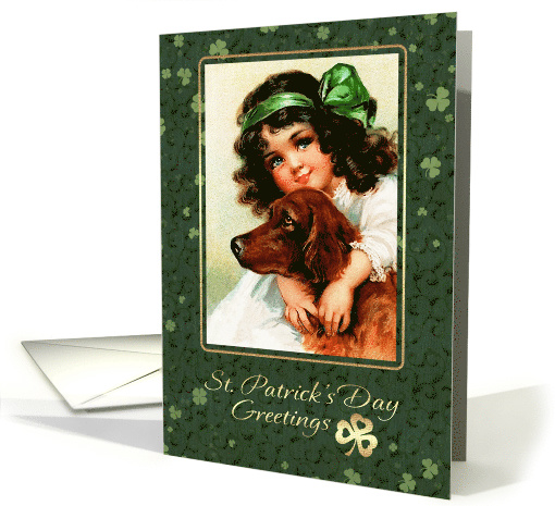 St.Patricks Day Greetings.Vintage postcard recreation card (763816)