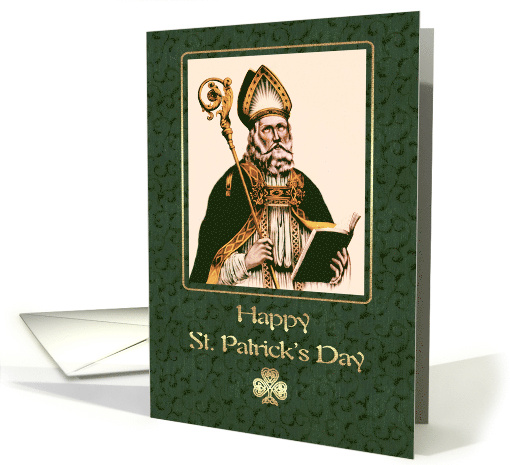 Happy Saint Patrick's Day Vintage Painting of Saint Patrick card