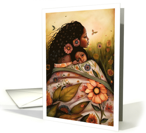 Happy Mother's Day. African American Mother and Daughter Painting card