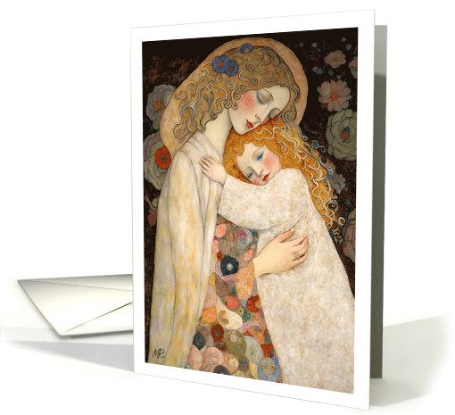 For Wife on Mother's Day. Mother and Daughter Painting card (765307)