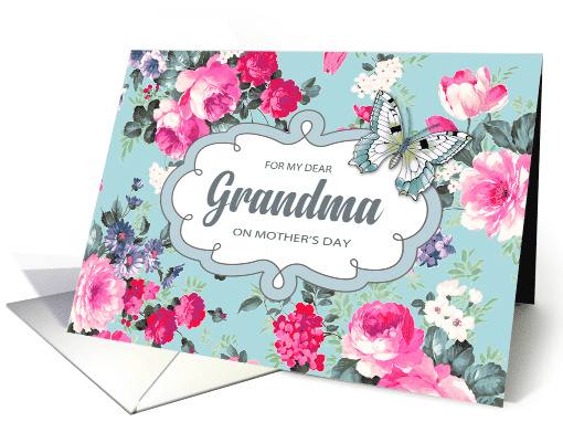 For Grandma on Mother's Day Vintage Roses and Butterfly card (766562)