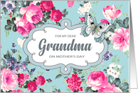 For Grandma on Mother’s Day Vintage Roses and Butterfly card