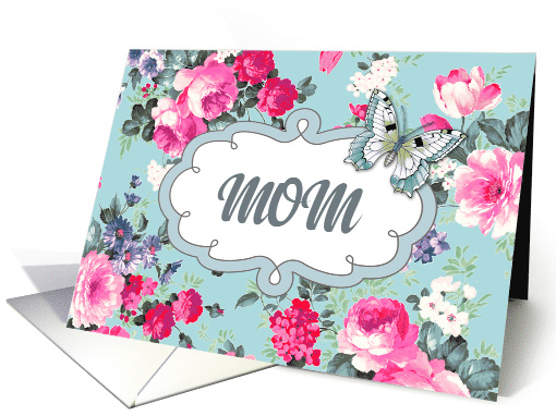 For Mother on Mother's Day Vintage Roses and Butterfly card (766563)