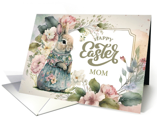 Easter Wishes for Mother - Old-Fashioned Watercolor Easter Bunny card