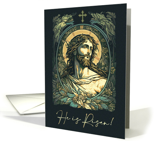 Happy Easter Hi is Risen Vintage Art Nouveau Jesus Christ... (774285)