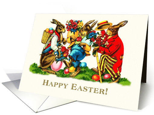 Easter Wishes for Great Grandparents. Vintage Easter Bunnies card
