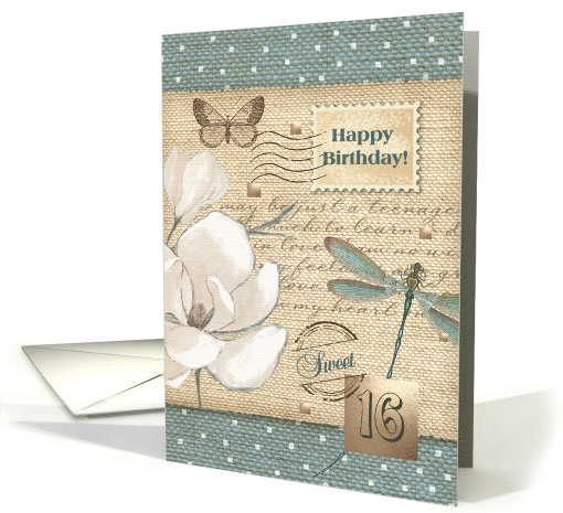 Happy 16th Birthday. Sweet 16. Vintage Design card (775563)