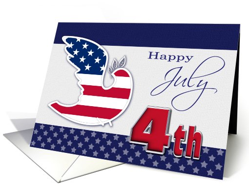 4th of July. Peace Dove with US Flag card (781577)