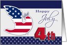 4th of July. Peace Dove with US Flag card
