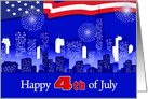 4th of July. Cityscape with Fireworks card