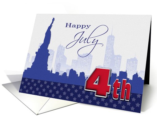 Happy 4th of July. Cityscape with Statue of Liberty card (781595)