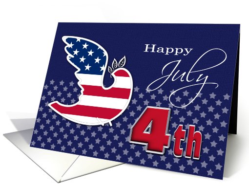 Happy 4th of July. Dove with US Flag. For Business card (781600)