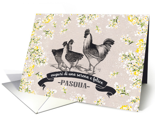 Buona Pasqua. Vintage Rooster and Hens card (785343)