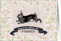 Joyeuses Pques. Vintage Bunny card