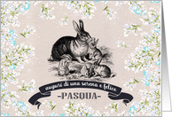 Buona Pasqua. Vintage Rabbit Family card