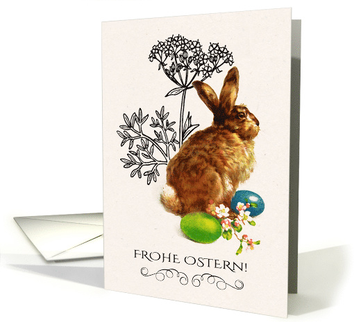 Frohe Ostern. Easter card in German. Vintage Bunny card (785387)