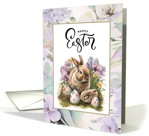 Happy Easter Cute Bunny Family with Easter Eggs card (785715)
