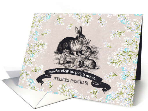 Felices Pascuas. Vintage Rabbit Family card (785719)