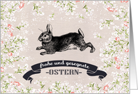 Frohe Ostern. Easter Card in German. Vintage Bunny card