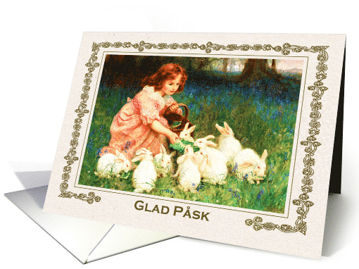 Glad Pask. Happy Easter in Swedish - Vintage spring scene... (785732)
