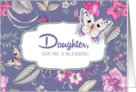 Happy Birthday card for Daughter. Floral Pattern and Butterfly card