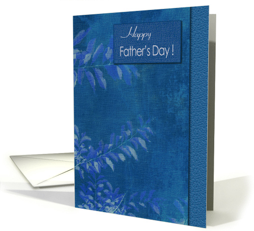Happy Father's Day Elegant Blue Leaves Pattern card (809396)