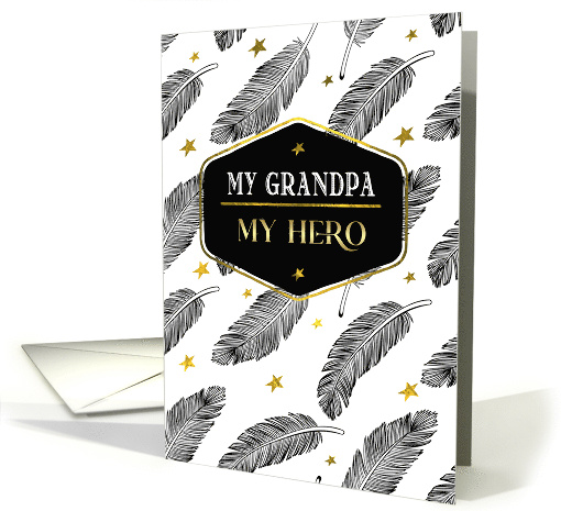 For Grandpa on Father's Day Elegant Feather Pattern card (810611)