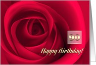 Happy 90th Birthday. Elegant Red Rose card